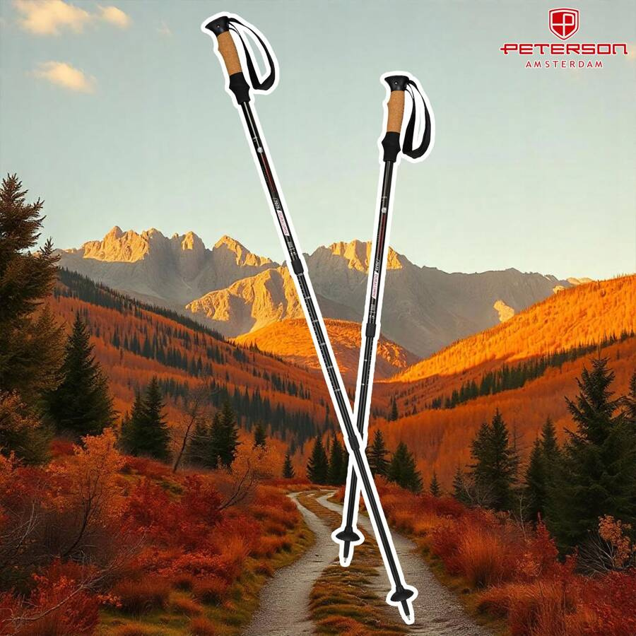 Kijki trekkingowe w kolorze czarnym z systemem anti-shock - Peterson