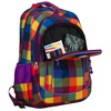 Plecak szkolny w kratę odszyty z poliestru, zawieszony na regulowanych szelkach - Peterson
