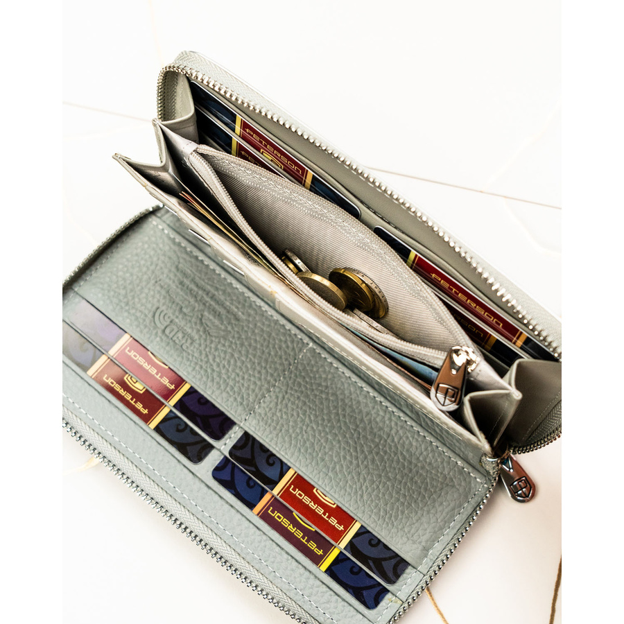 Portfel damski w typie piórnika w kwiaty zamykany suwakiem - Peterson