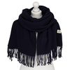 Granatowy, elegancki szalik damski z poliestru z frędzlami - Peterson