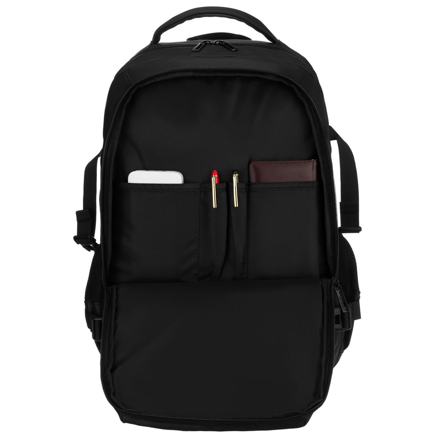 Duży plecak podróżny w czarnym kolorze z miejscem na laptopa, zamykany suwakiem - Peterson