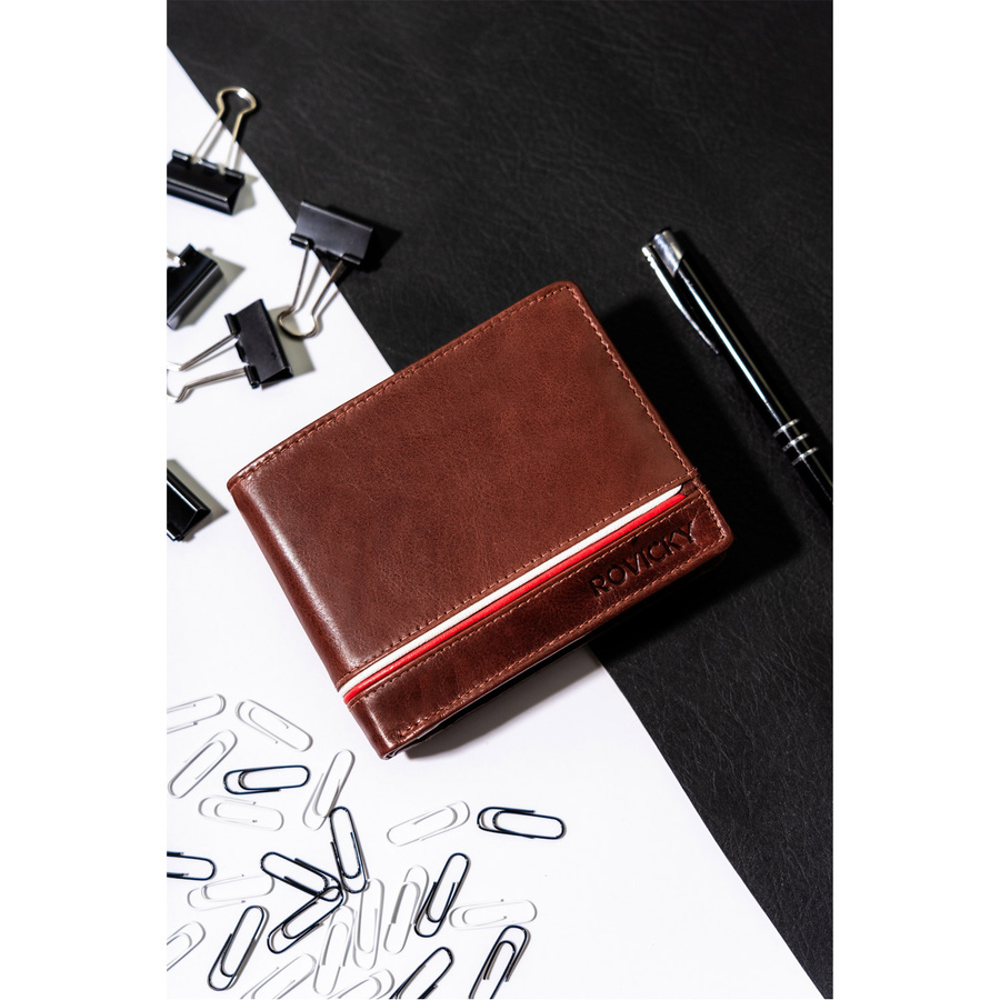 Skórzany portfel męski z motywem patriotycznym - Rovicky