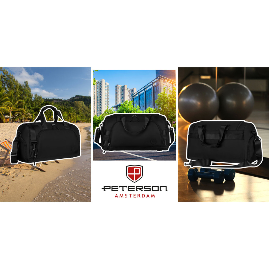 Czarna torba podróżna z uchwytem na walizkę - Peterson