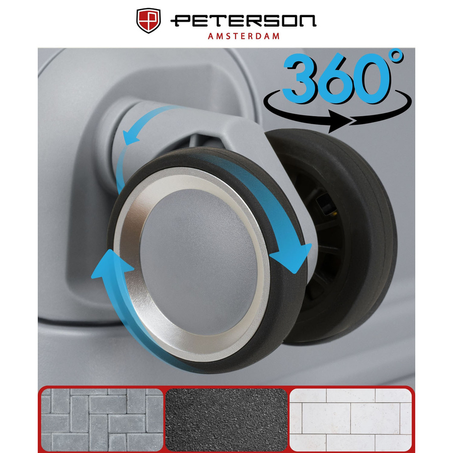 Duża walizka podróżna w szarym kolorze z wodoodporną skorupą - Peterson