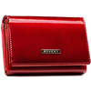 Duży, lakierowany portfel damski ze skóry naturalnej i ekologicznej w czerwonym kolorze, zamykany na zatrzask - Rovicky