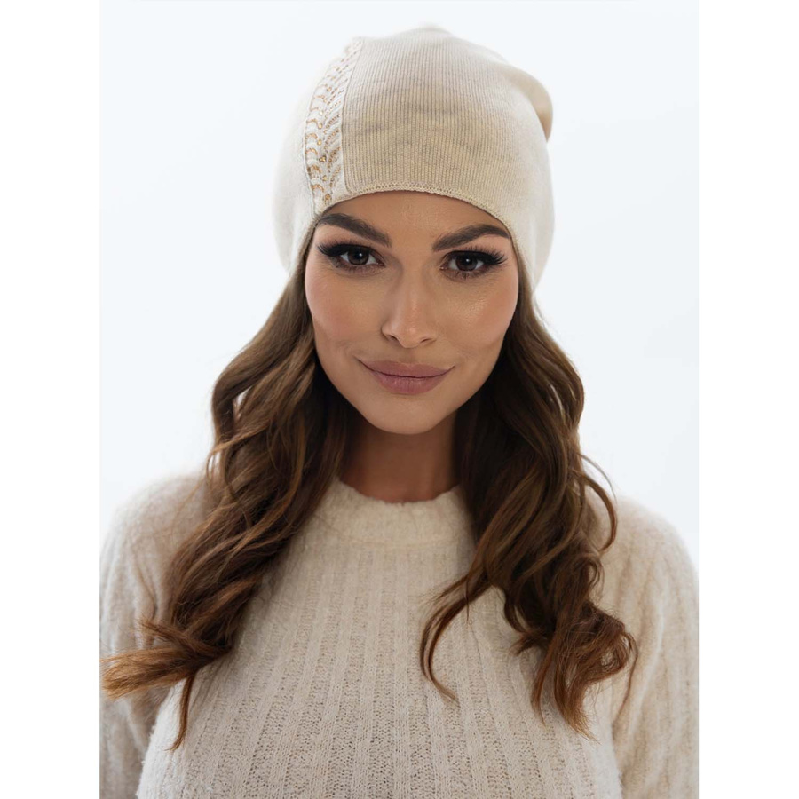 Czapka damska z eleganckim wzorem i kryształkami - Peterson