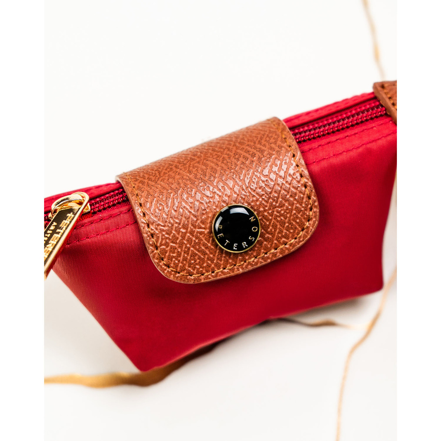 Czerwone etui na klucze wykonane z poliestru i skóry ekologicznej - Peterson