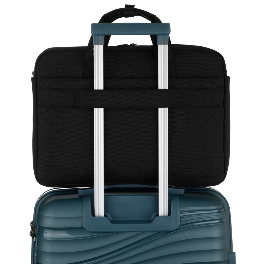 Męska torba na laptopa z wytrzymałej cordury w czarnym kolorze, zamykana suwakiem - Peterson