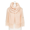 Szal damski z poliestru i wiskozy w beżowo-ecru kolorze ozdobiony frędzlami - Rovicky