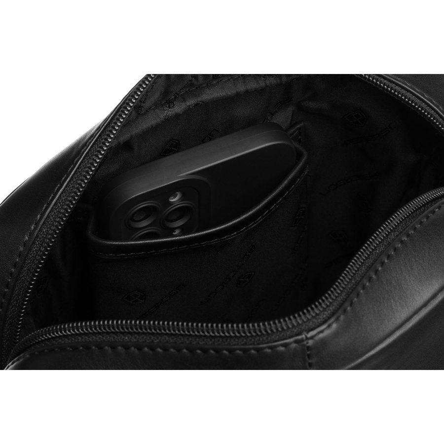 Jednokomorowa listonoszka męska ze skóry naturalnej w czarnym kolorze - Peterson