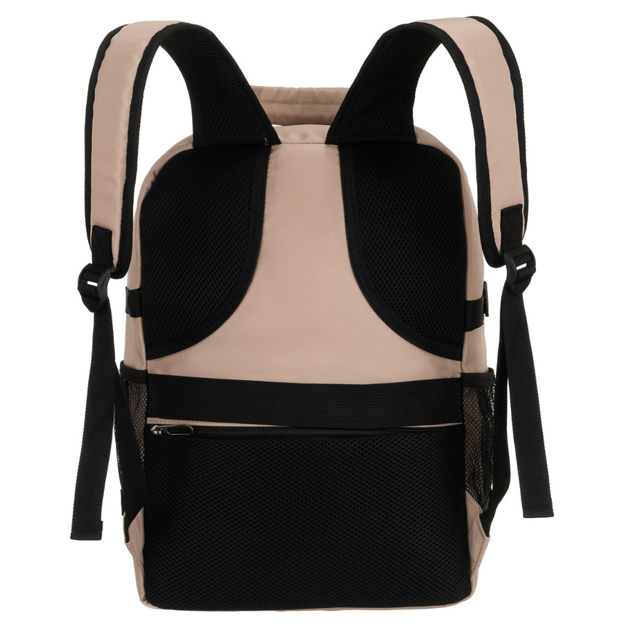 Beżowy plecak podróżny z poliestru zawieszony na regulowanych szelkach - Peterson