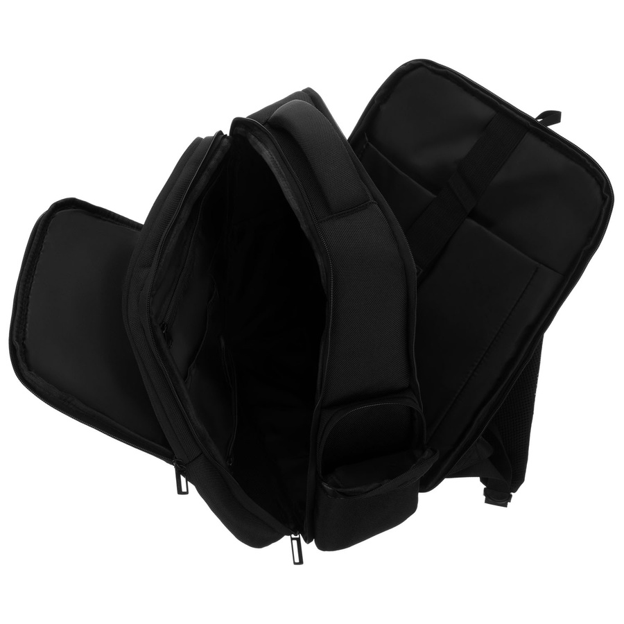 Plecak podróżny z poliestru w czarnym kolorze zawieszony na regulowanych szelkach - Peterson