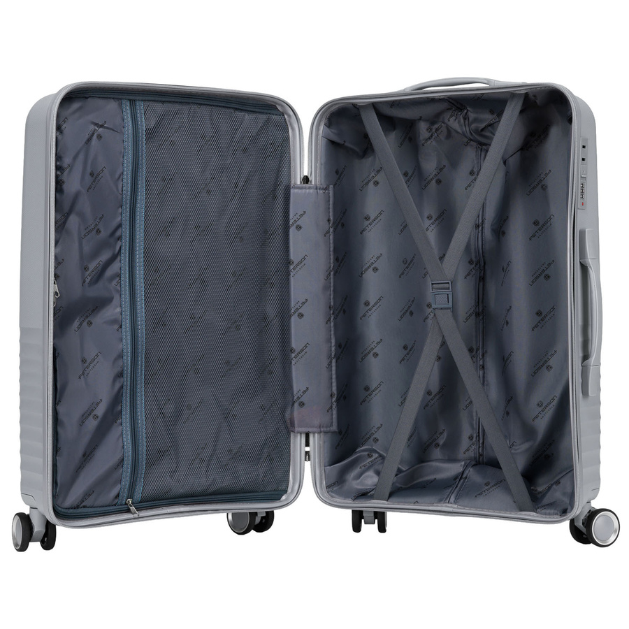 Zestaw walizek podróżnych z tworzywa ABS w szarym kolorze - Peterson