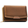 Brązowy portfel damski ze skóry ekologicznej zamykany na zatrzask i suwak - Peterson