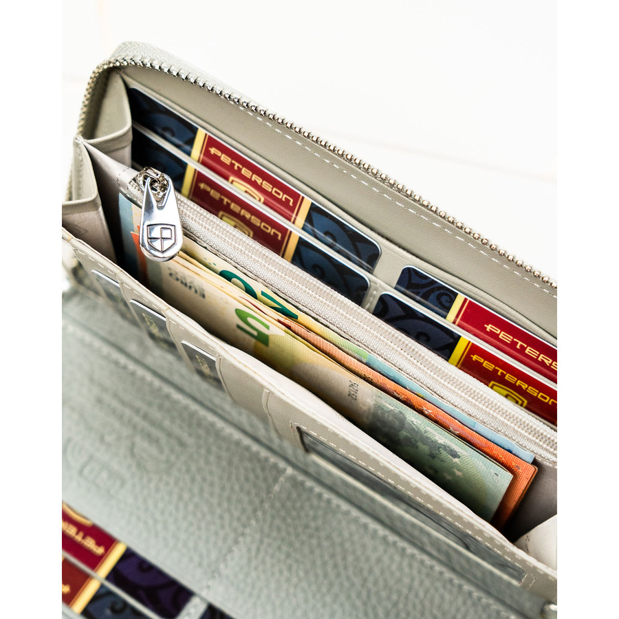 Portfel damski w typie piórnika w kwiaty zamykany suwakiem - Peterson