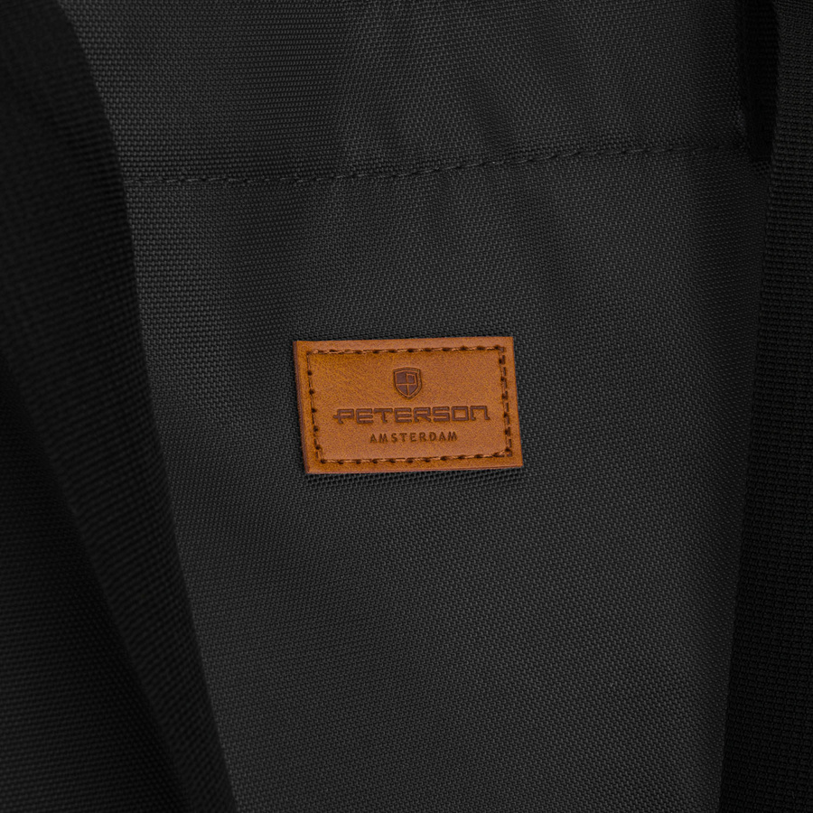 Torba damska z poliestru w ciemnoszarym kolorze zamykana suwakami z kieszenią zewnętrzną - Peterson