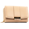 Beżowy portfel damski wykonany ze skóry ekologicznej o lekko prążkowanej fakturze, zamykany zatrzaskiem - Peterson