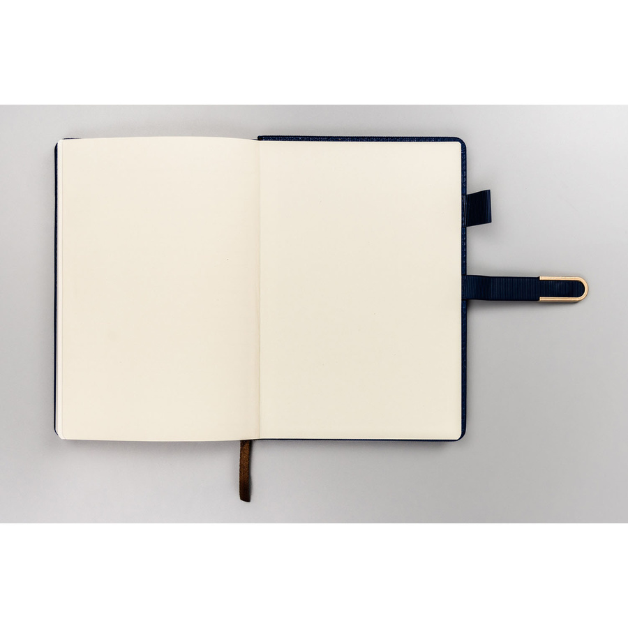 Zestaw prezentowy: elegancki, granatowy notes A5 w linie i długopis z czarnym wkładem - Peterson