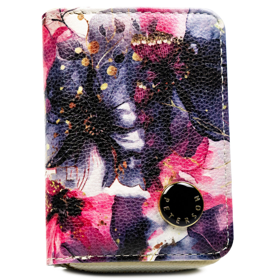 Portfel damski w kwiaty wykonany ze skóry naturalnej i ekologicznej - Peterson