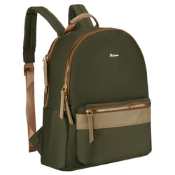 Zielony, miejski plecak damski z poliestru zamykany suwakami - Peterson