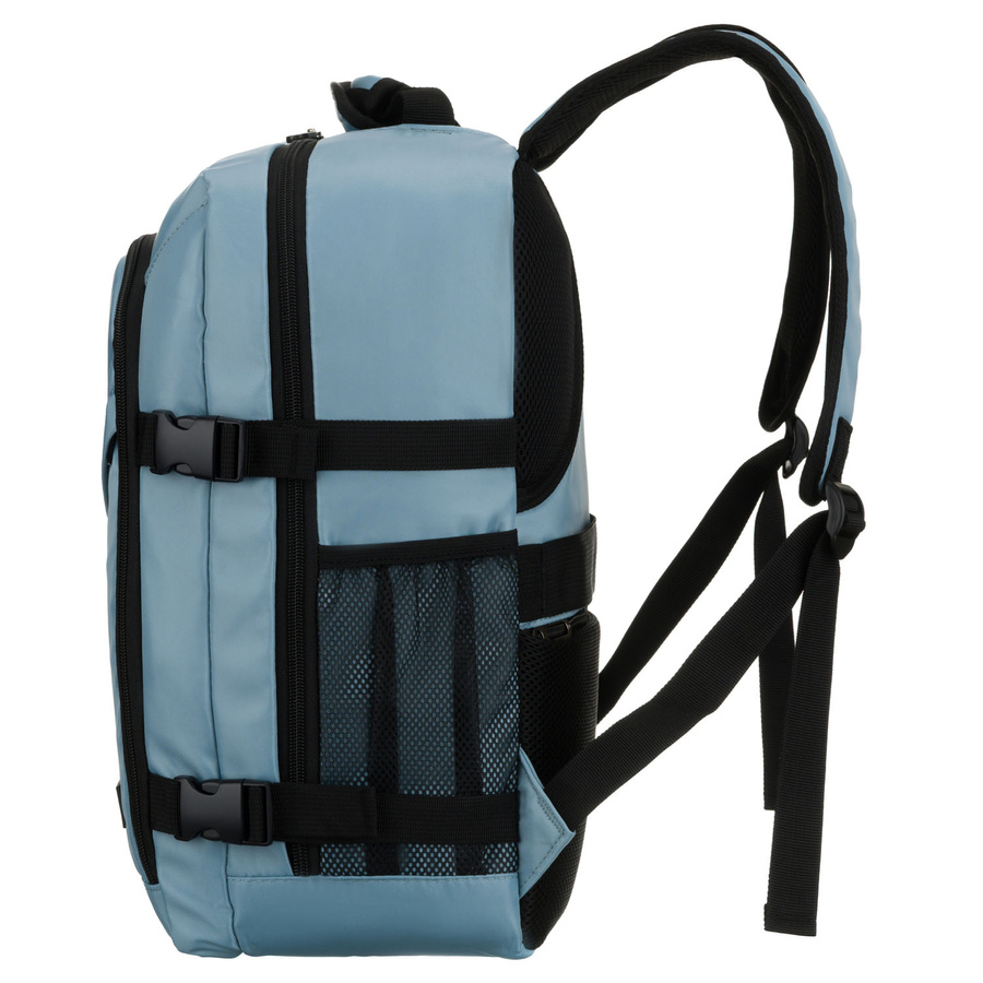 Plecak podróżny w niebieskim kolorze, dwukomorowy i zawieszony na regulowanych szelkach - Peterson