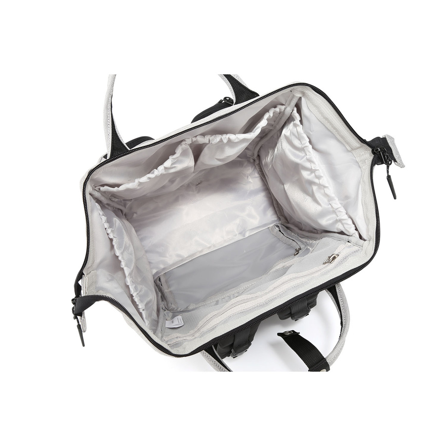 Szary, pojemny plecak damski z poliestru zamykany suwakiem - Himawari