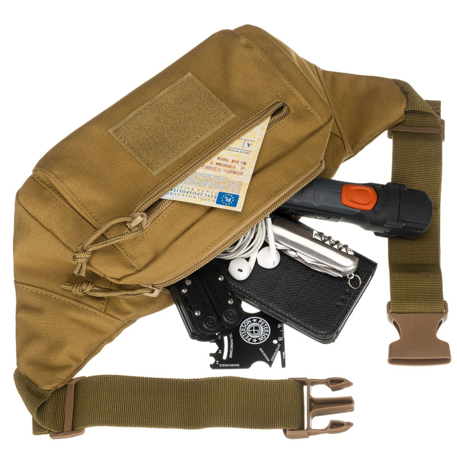 Saszetka na biodra-nerka taktyczna w kolorze khaki - Peterson