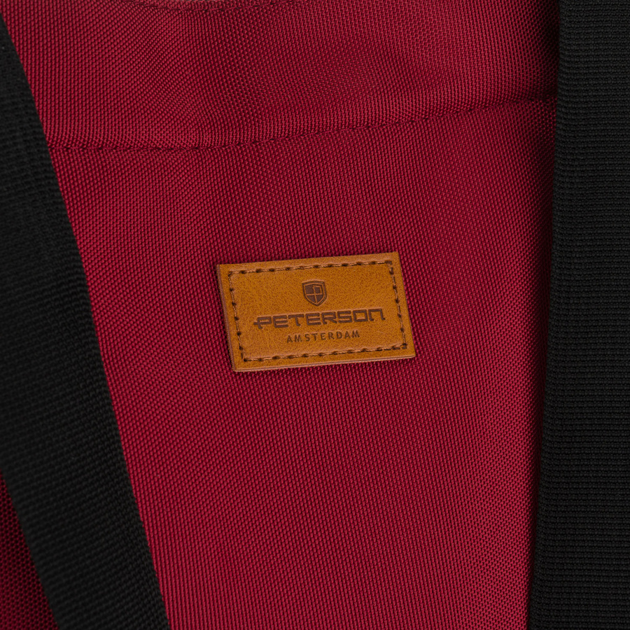 Pojemna torba damska z poliestru w burgundowym kolorze zamykana suwakami - Peterson