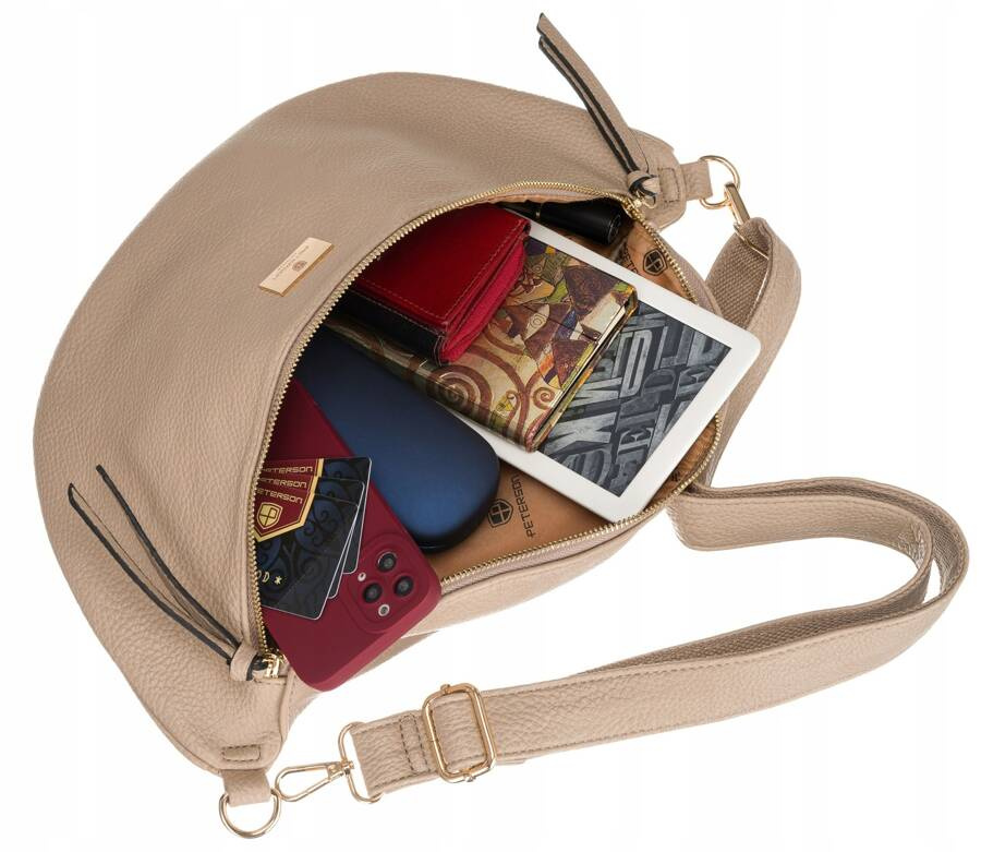 Duża saszetka damska ze skóry ekologicznej - Peterson