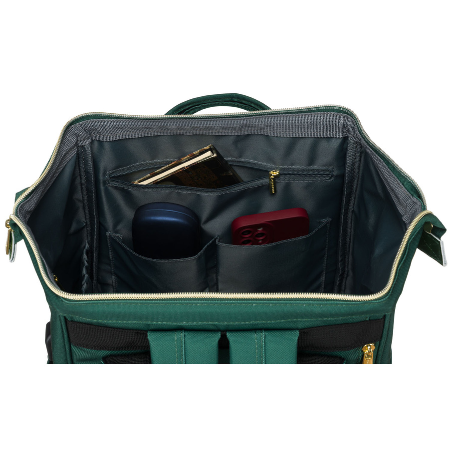 Podróżny plecak damski z poliestru w zielonym kolorze z miejscem na laptopa - Peterson