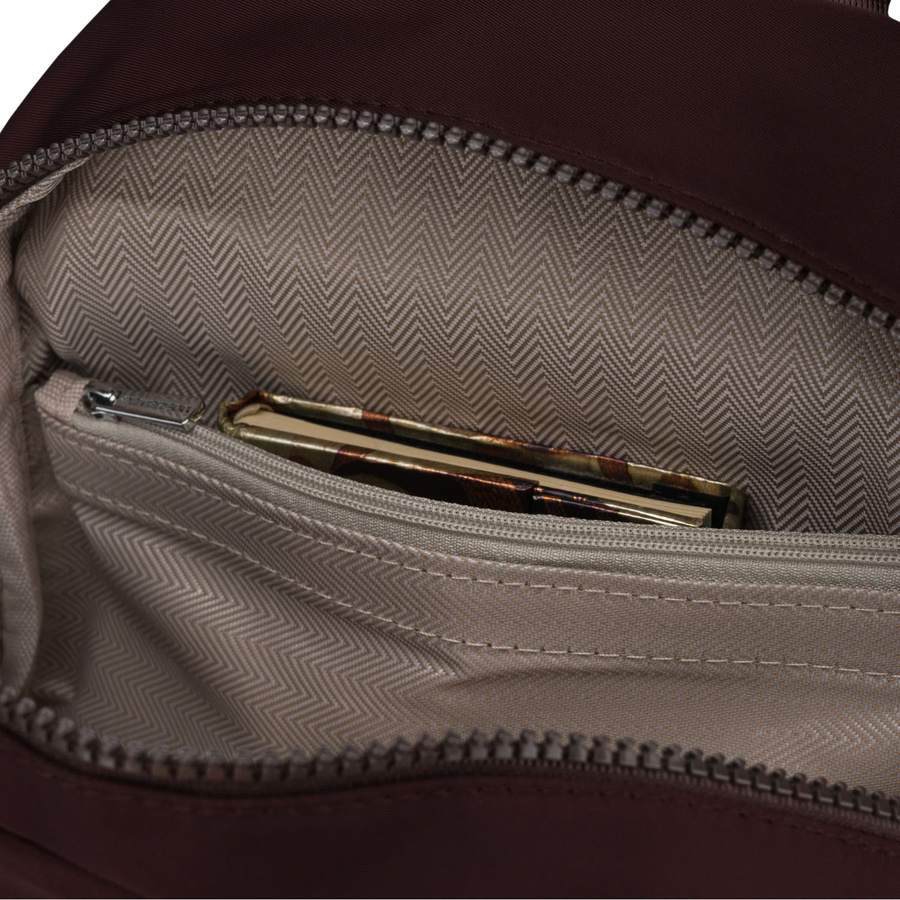 Bordowy, miejski plecak damski wykonany z poliestru - Peterson