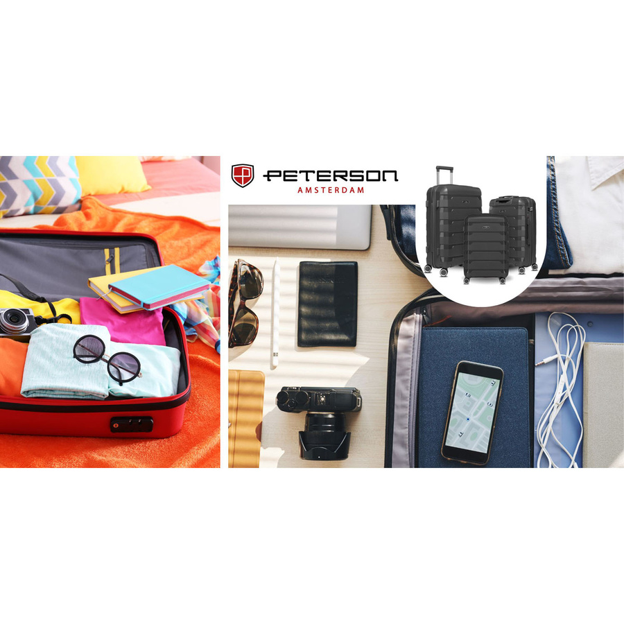 Mała walizka kabinowa z polipropylenu w szarym kolorze - Peterson