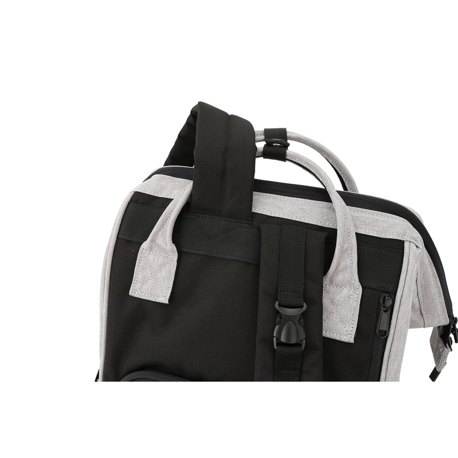 Szary, pojemny plecak damski z poliestru zamykany suwakiem - Himawari