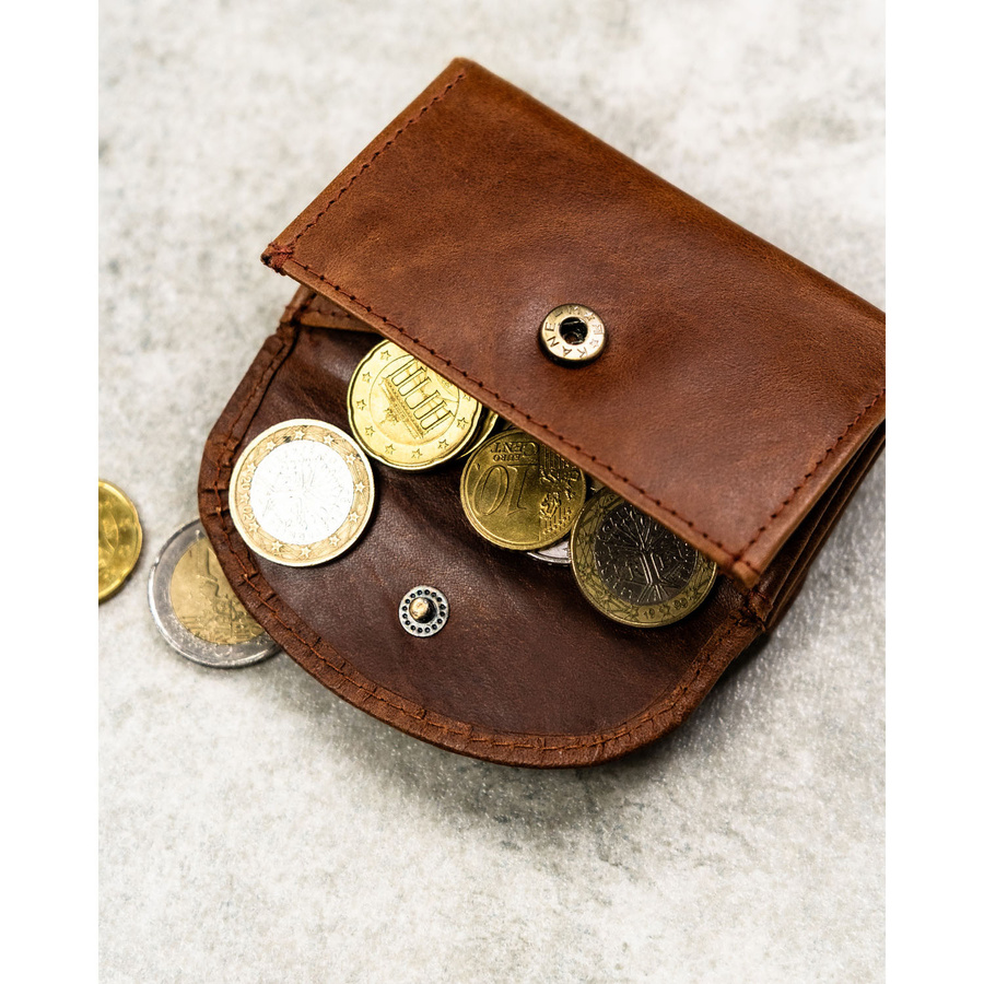 Skórzany, brązowy portfel męski wyposażony w system RFID - Rovicky