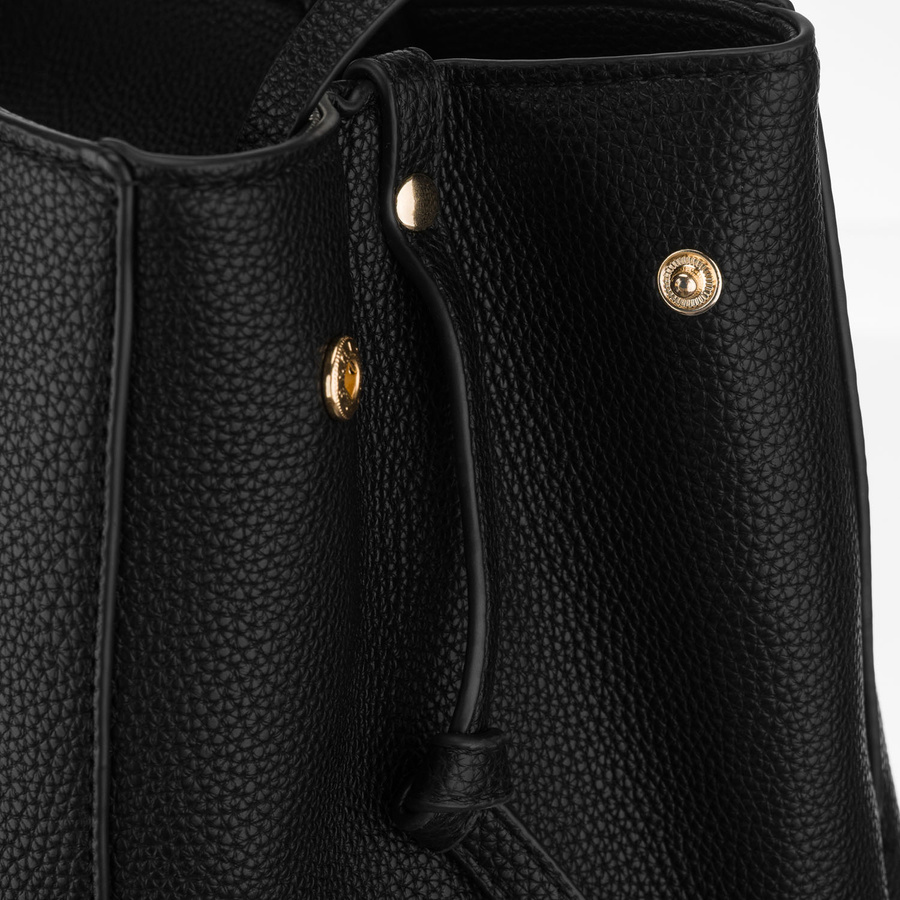 Czarna shopperka damska wykonana ze skóry ekologicznej z praktycznym etui w zestawie - Peterson