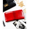 Lakierowany portfel w typie piórnika ze skóry naturalnej w czerwonym kolorze zamykany na suwak - Rovicky