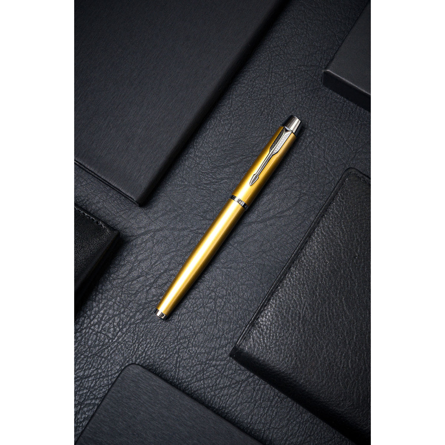 Żółto-srebrny długopis metalowy z czarnym wkładem - Peterson