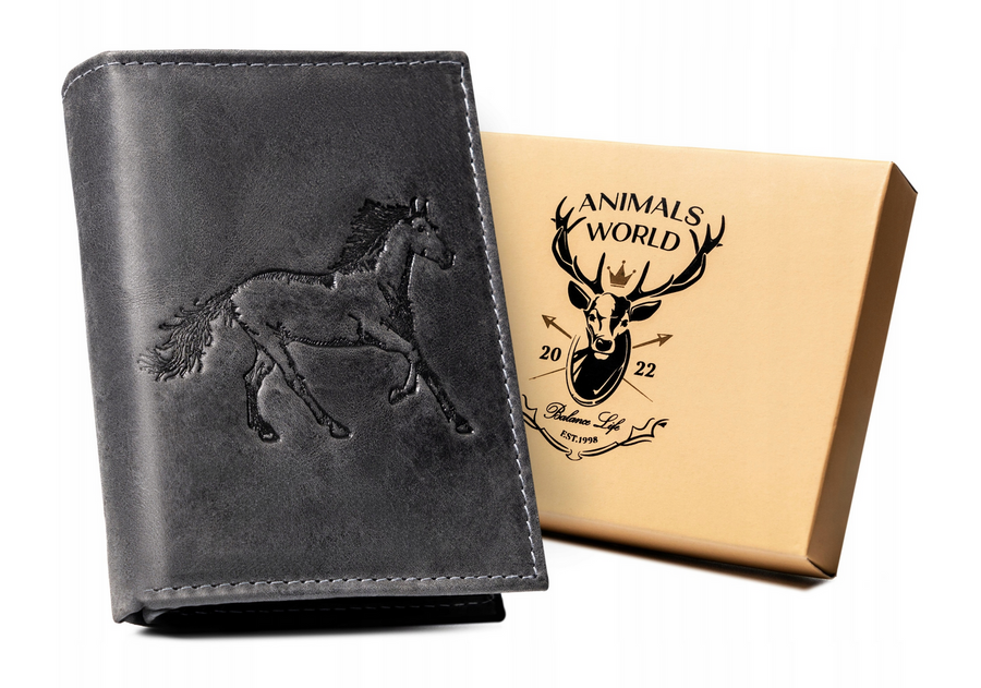 Duży, pionowy portfel męski ze skóry naturalnej - Always Wild