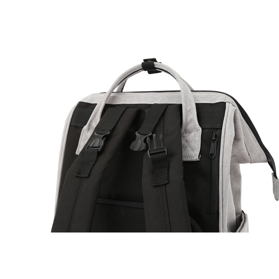 Szary, pojemny plecak damski z poliestru zamykany suwakiem - Himawari