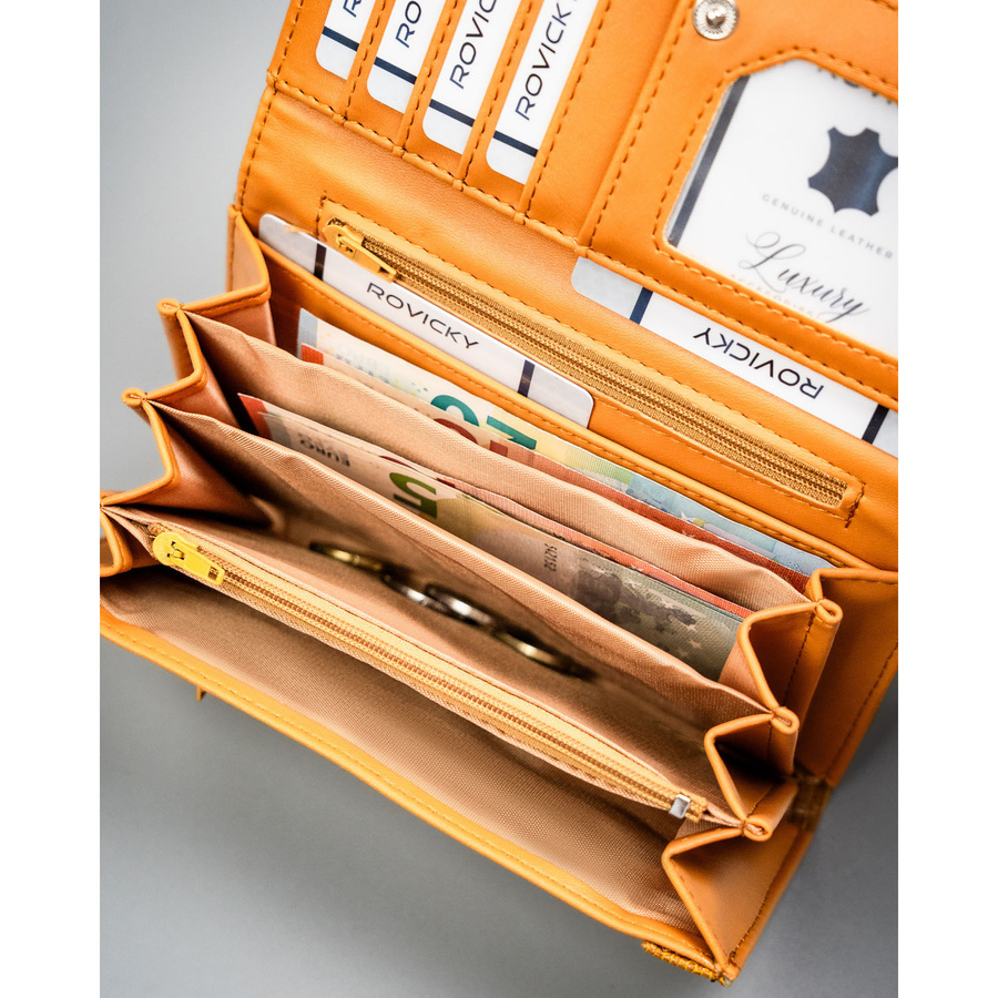 Duży, brązowy portfel damski ze skóry ekologicznej - 4U Cavaldi