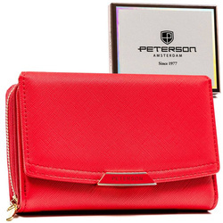 Elegancki portfel damski ze skóry ekologicznej zamykany na zatrzask - Peterson