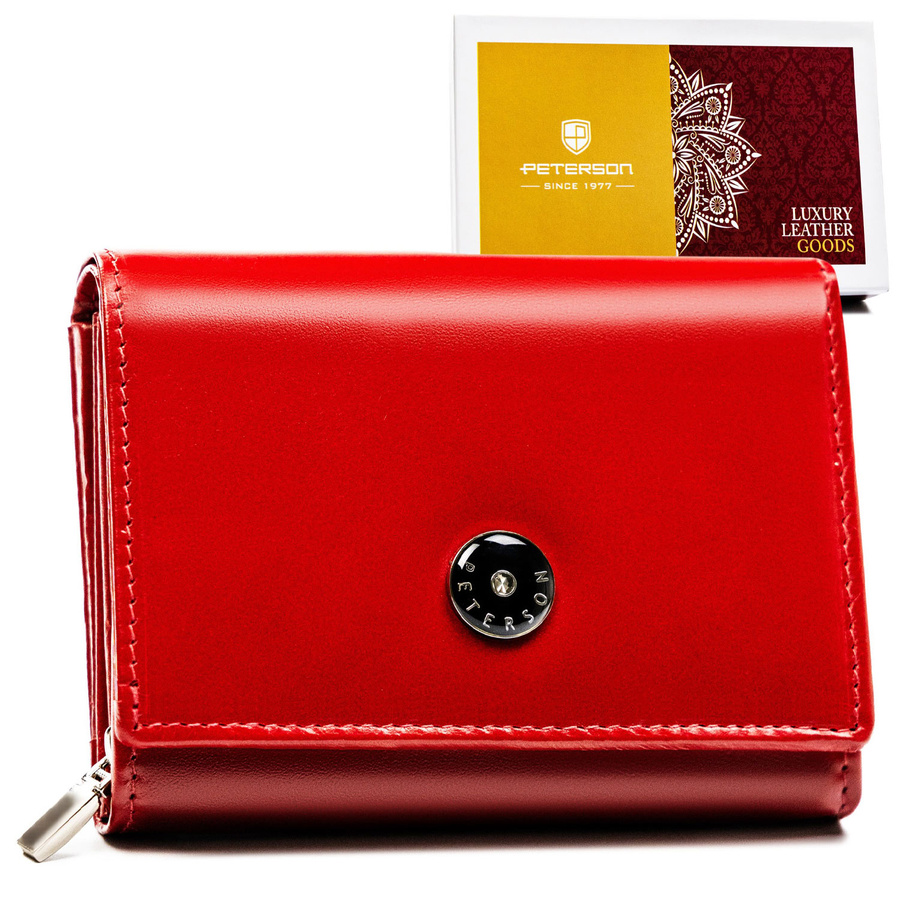 Damski portfel skórzany RFID z przegrodami - Peterson