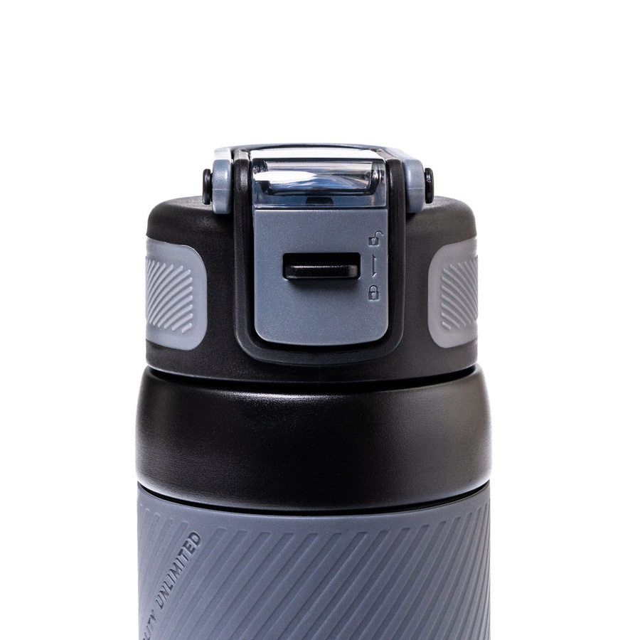 Czarny kubek termiczny ze stali nierdzewnej z silikonowym ustnikiem - Peterson