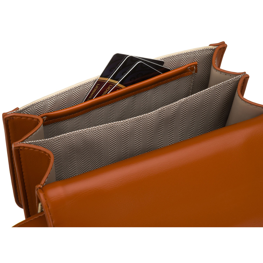 Listonoszka damska w kolorach ecru i brązowym, dwukomorowa - Peterson