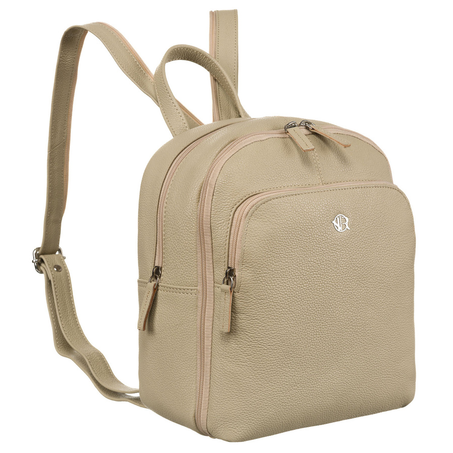 Skórzany, miejski plecak damski w beżowym kolorze - Rovicky