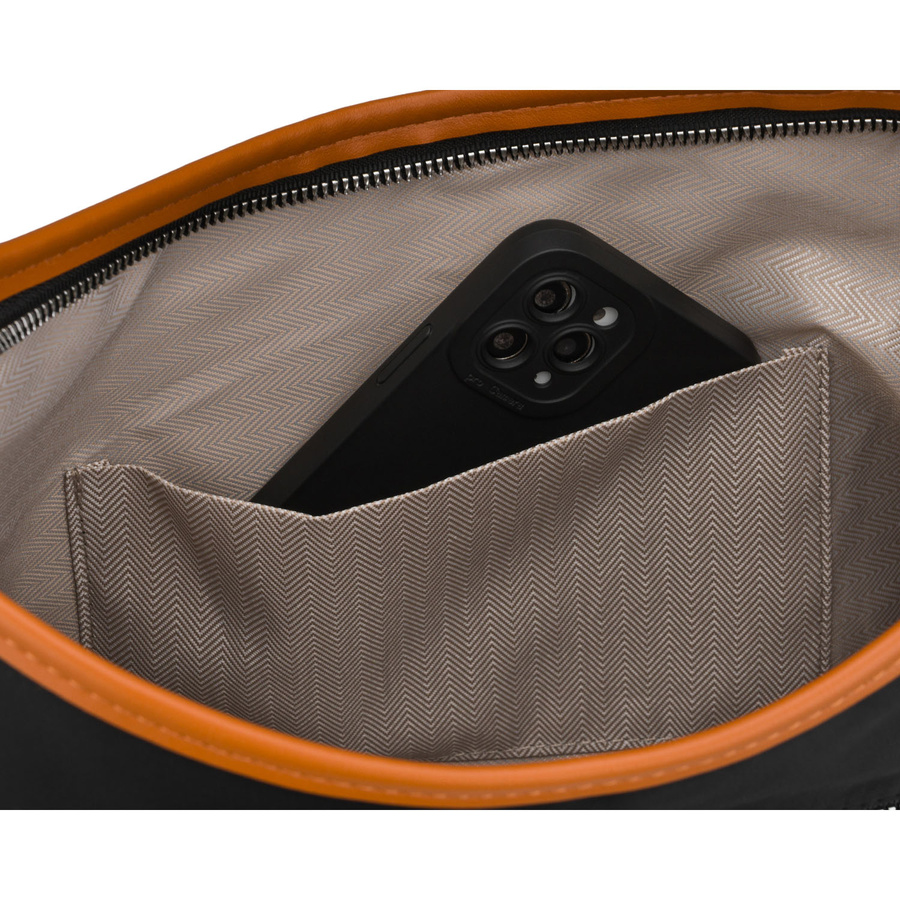 Czarna torebka damska z poliestru i skóry ekologicznej, jednokomorowa - Peterson