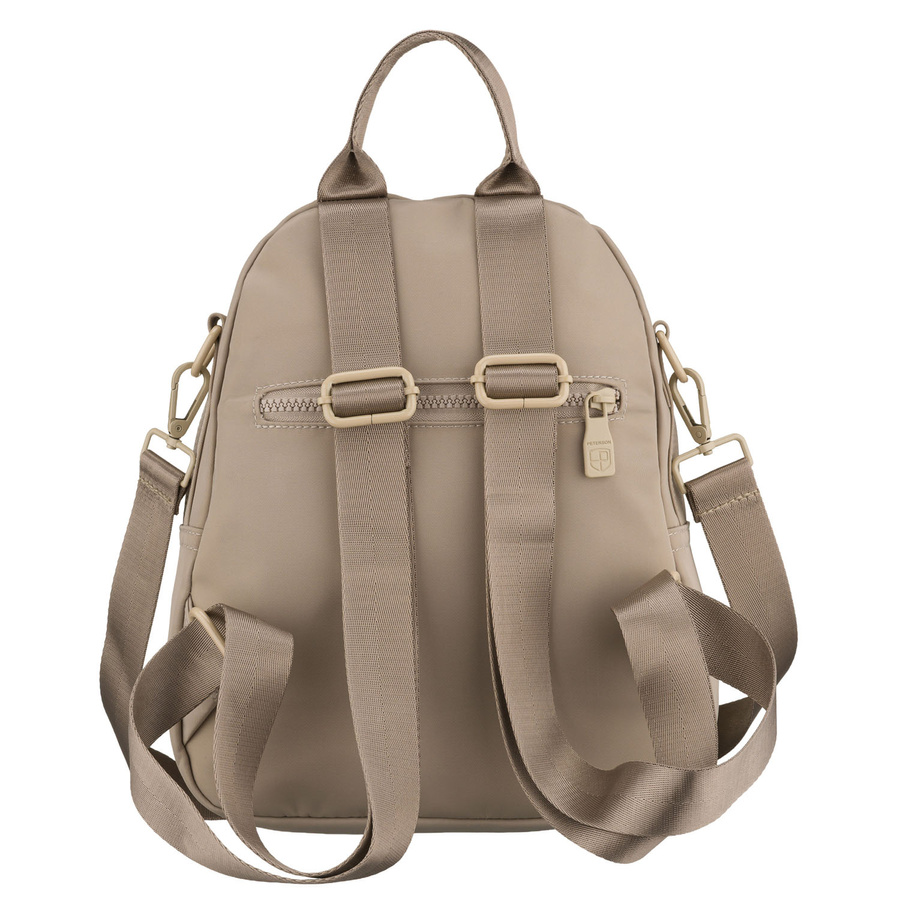 Miejski plecak damski wykonany z poliestru w kolorze ecru, wyposażony w dodatkowy pasek - Peterson