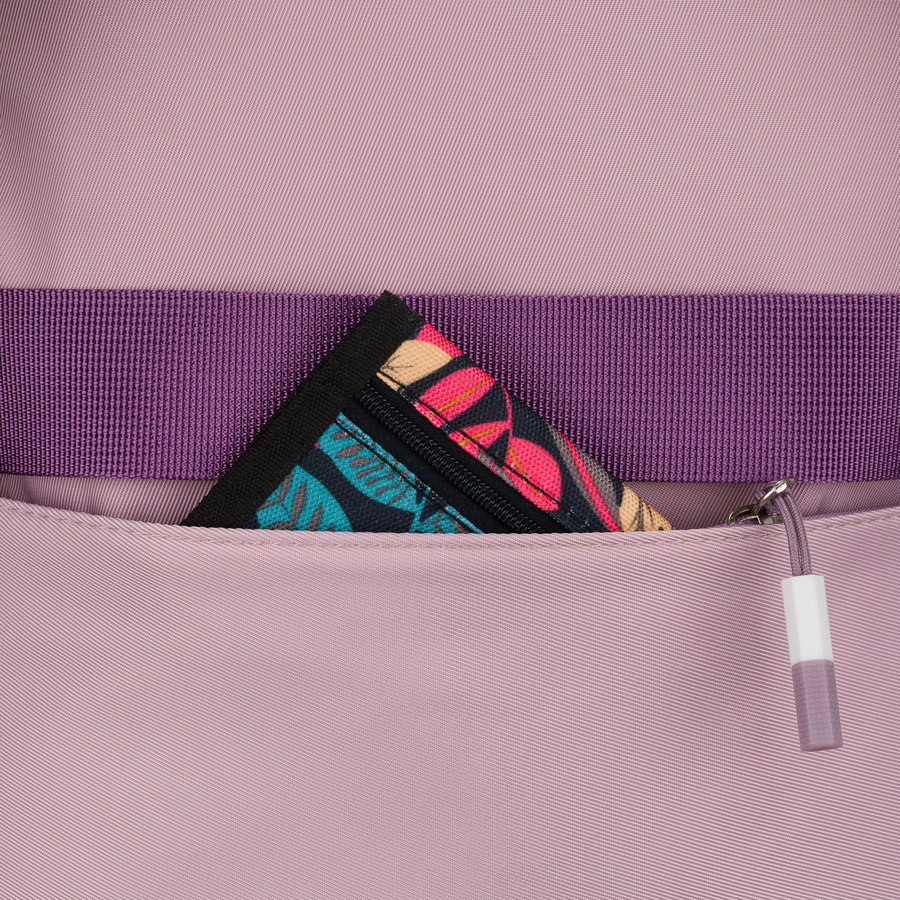 Miękki plecak szkolny z poliestru w białofioletowym kolorze, zawieszony na regulowanych szelkach - Peterson