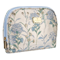 Błękitno-beżowa kosmetyczka podróżna z materiału syntetycznego zdobiona kwiatami - Peterson