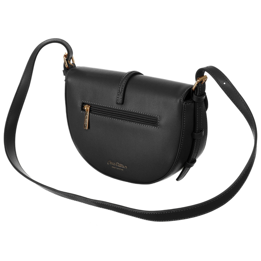 Listonoszka damska crossbody beżowo - czarna ze skóry naturalnej i płótna canvas Peterson